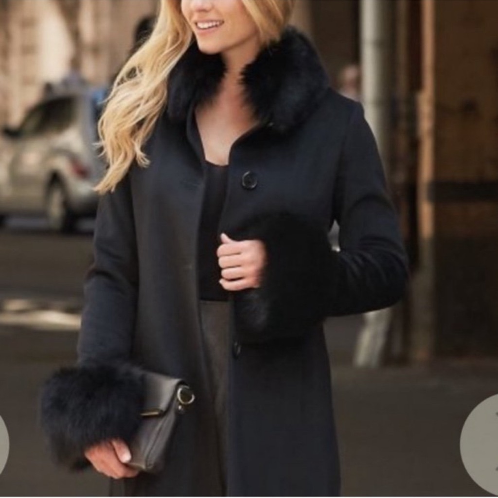 Marvin Richards Wool Coat With Faux Fur Trim (M)